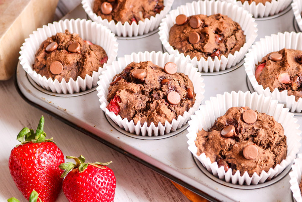 Vegan Gluten Free Chocolate Strawberry Muffins