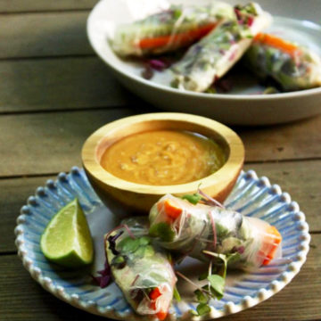 Coconut Lime Tempeh Summer Rolls With Peanut Dipping Sauce