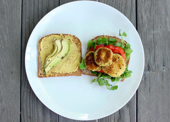 Vegan Fried Tomatillo And Veggie Sandwich