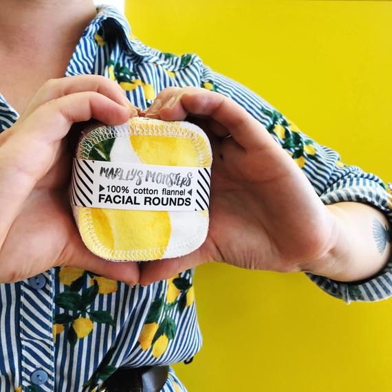 reusable FACIAL ROUNDS Vintage Lemons