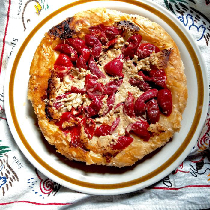 Vegan Rustic Red Pepper Tarte Tatin