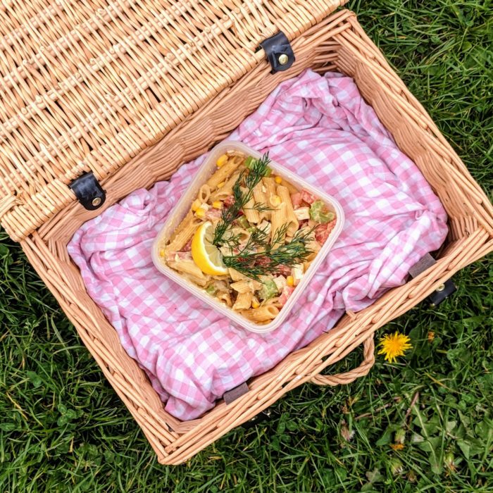 vegan picnic gluten free pasta salad chuna tuna 