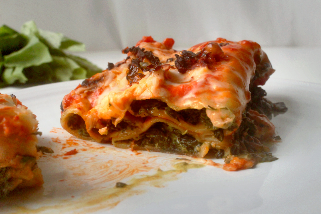vegan creamy baked spinach cannelloni