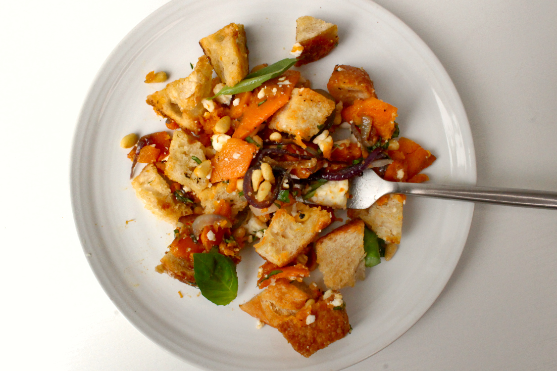 vegan butternut squash panzanella