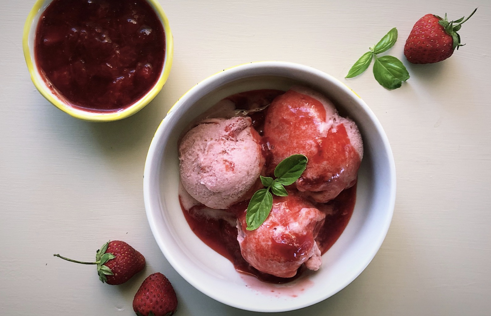 Vegan Strawberry Basil Ice Cream