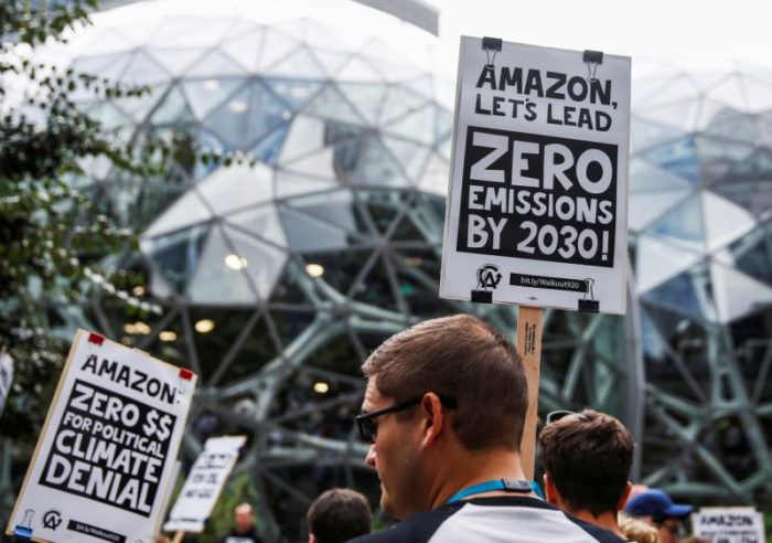 Amazon Employees at Climate Strike in front of Amazon Seattle HQ