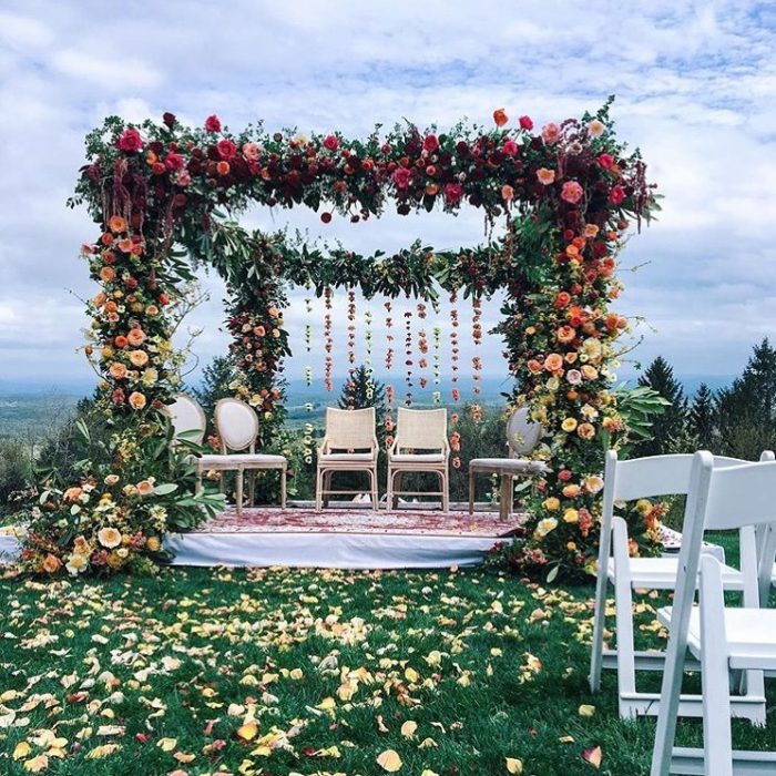Rented flowers from Bloomerent decorate this gazebo