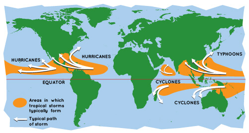 tropical storm locations in prime coconuts farming areas