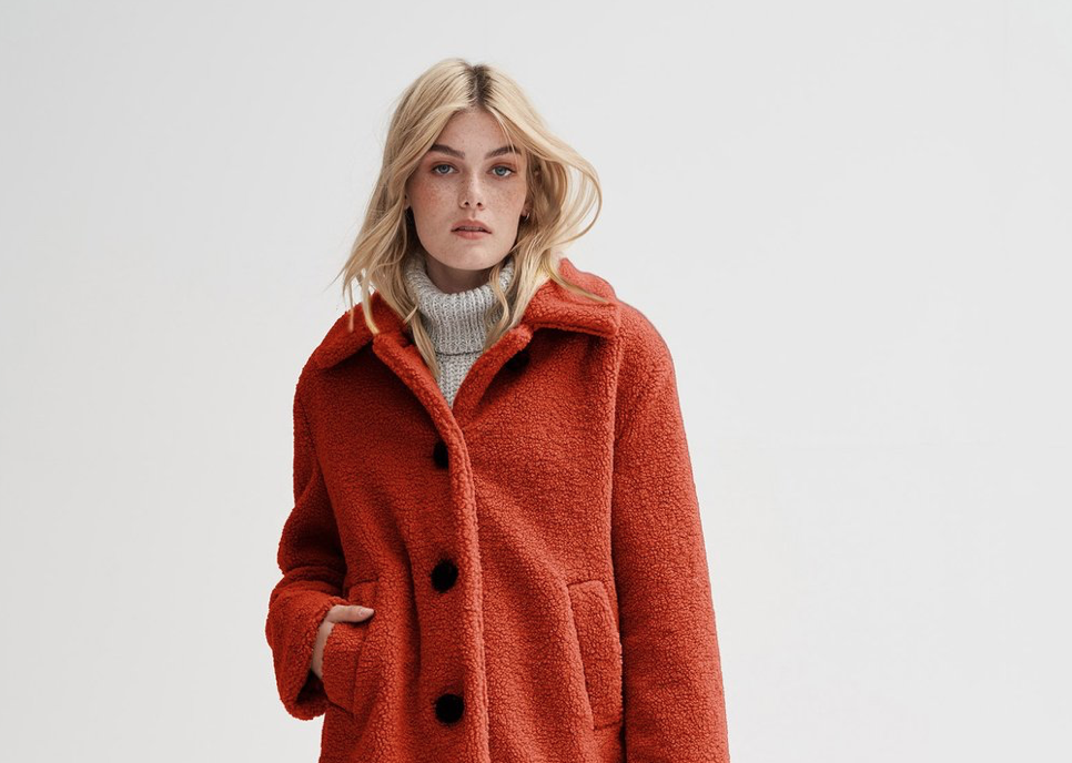 Noize red vegan faux fur winter coat