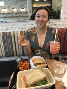 Lindsay brave eating vegan food in boston