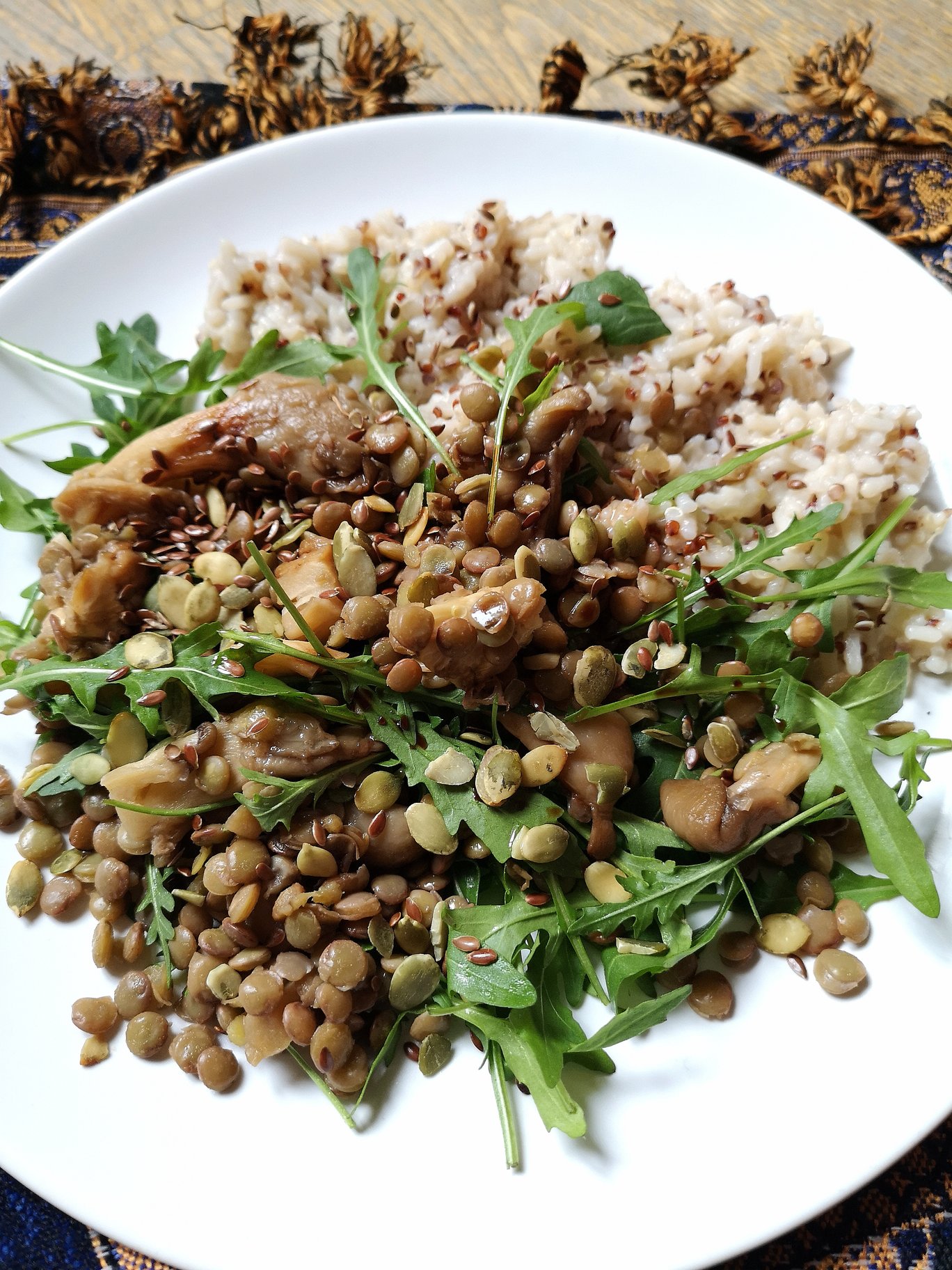 Vegan Lentil Mushroom Quinoa Salad