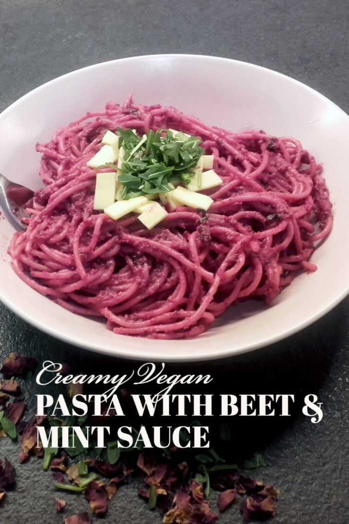 Pasta with beet sauce