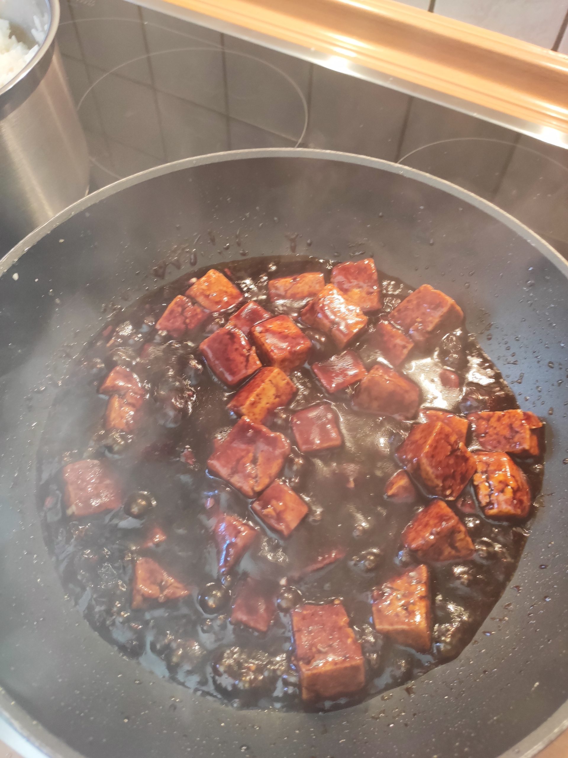 tofu in wok