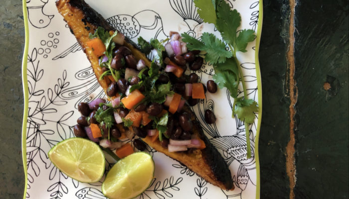 black bean lime stuffed plantains