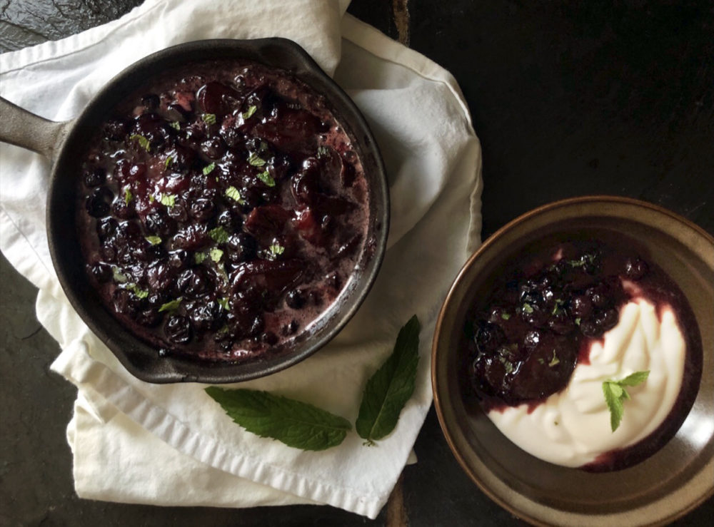 roasted blueberries in a bowl