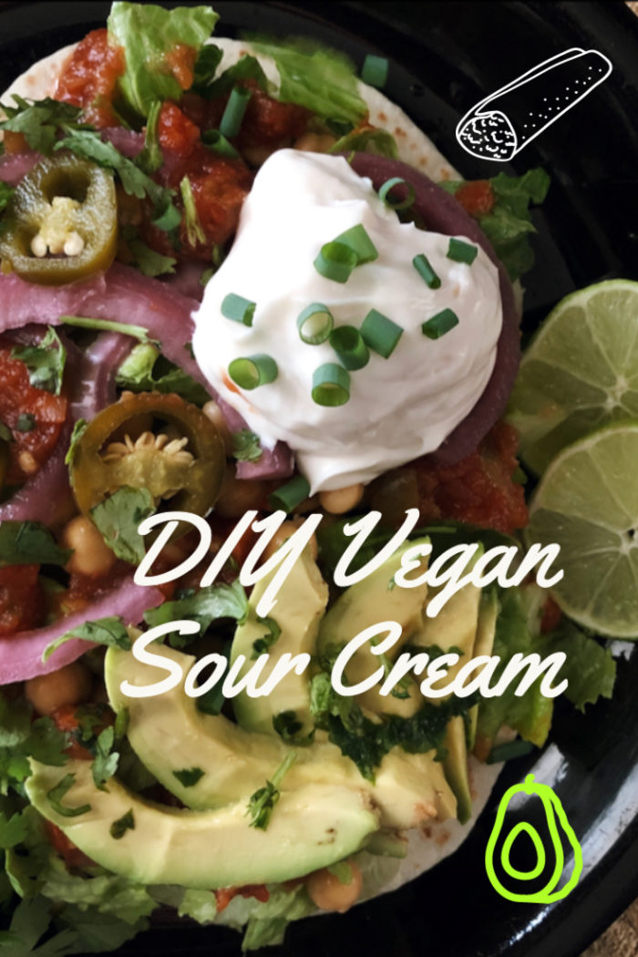 vegan sour cream with overlayed caption