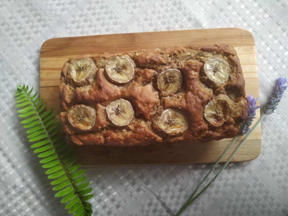 banana bread on a cutting board