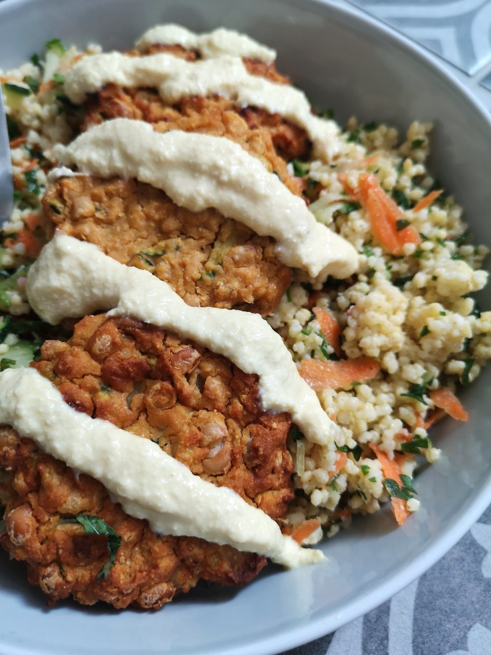 vegan millet tabbouleh and white bean kofta