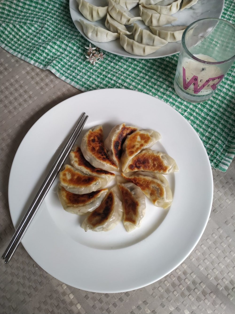 chinese dumplings, after pan fried