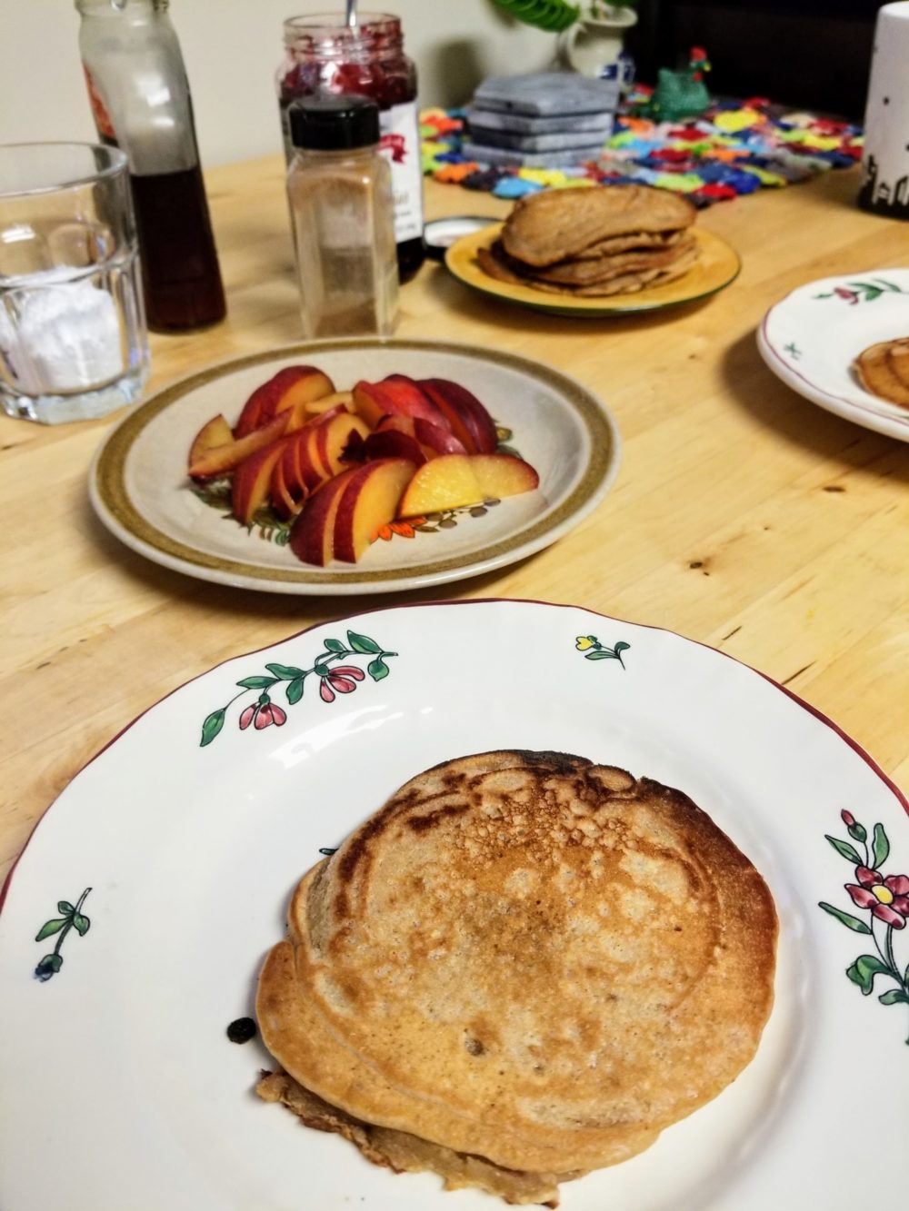 Aebleskiver; lavender danish pancakes on a plate