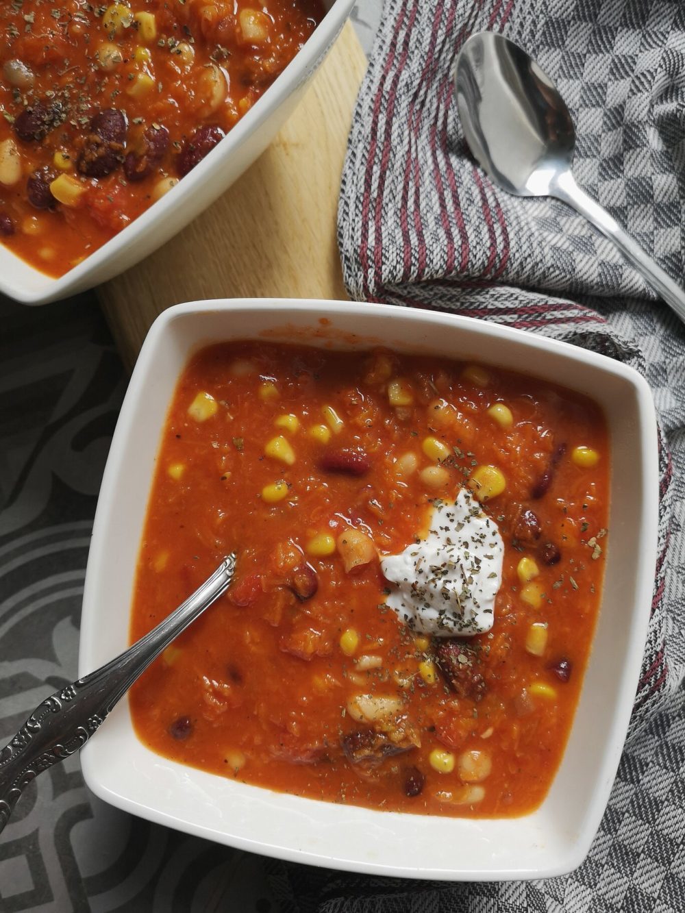 pumpkin chili in bowls