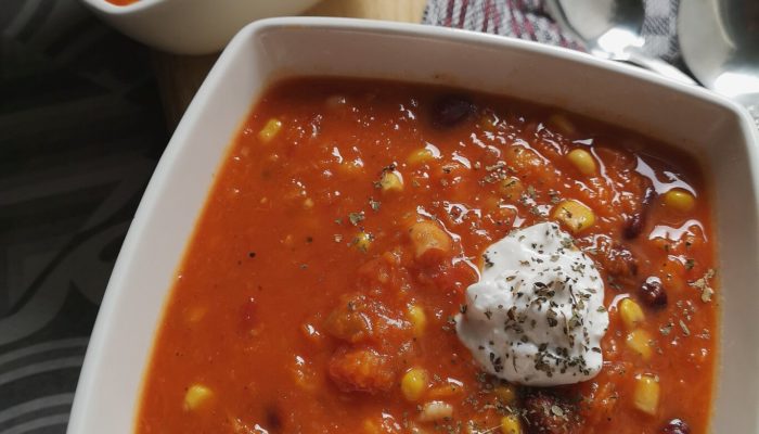 pumpkin chili in two bowls