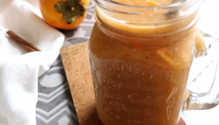 persimmon smoothie in a glass jar
