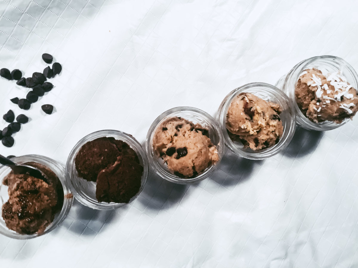 chickpea cookie dough - five different flavors