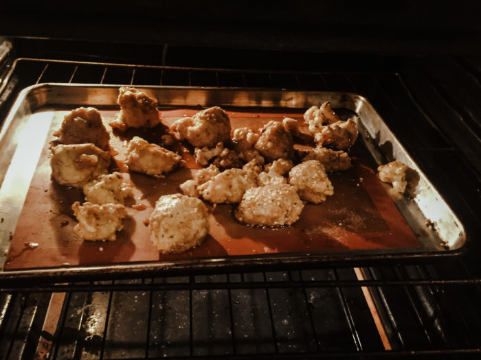 cauliflower florets in the oven