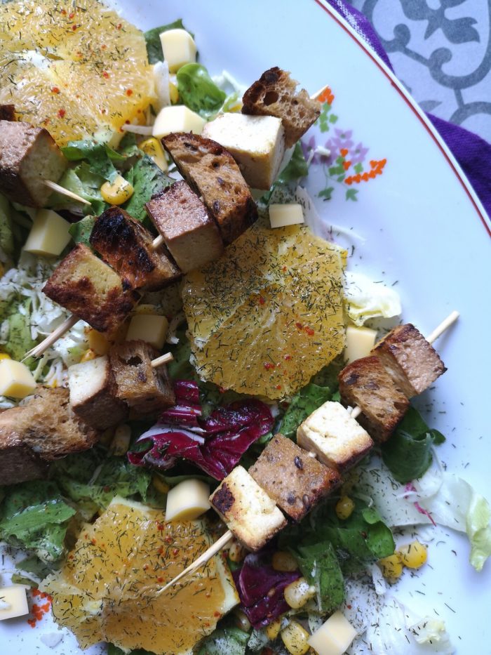 tofu kebab on a plate
