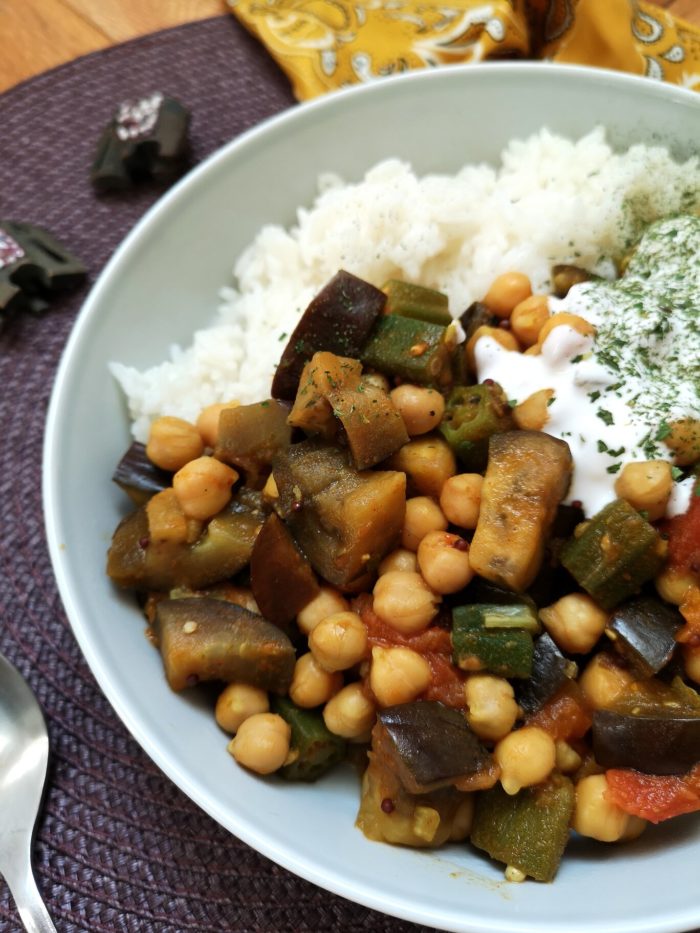 curried okra in a dish