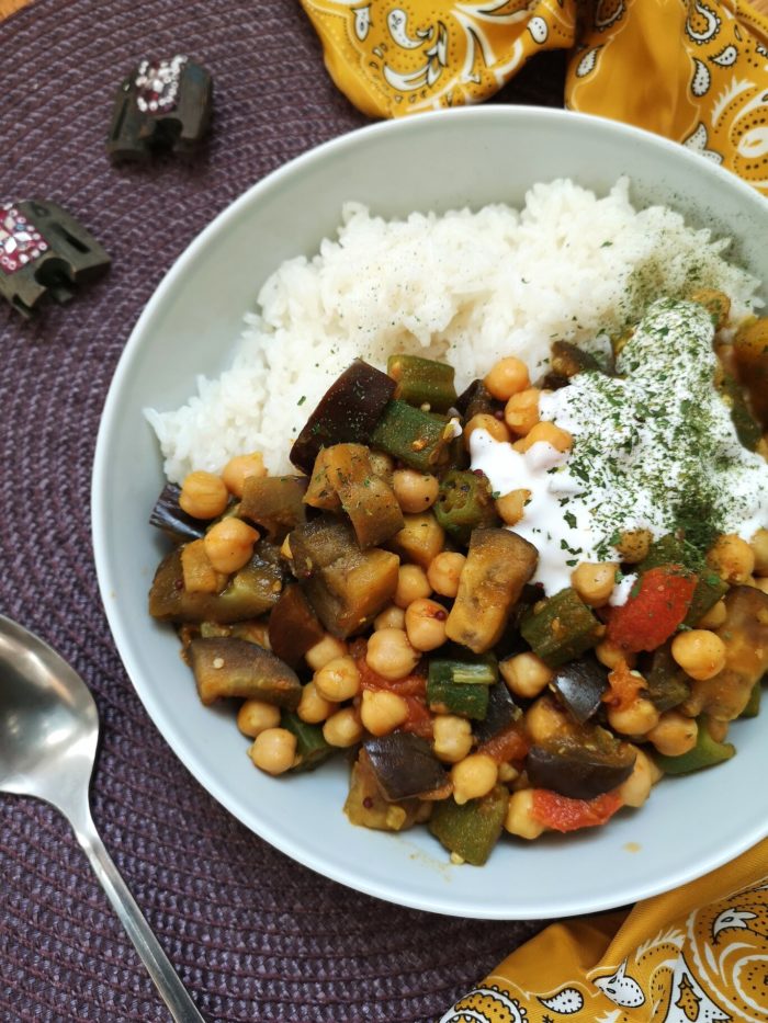 curried okra in a dish