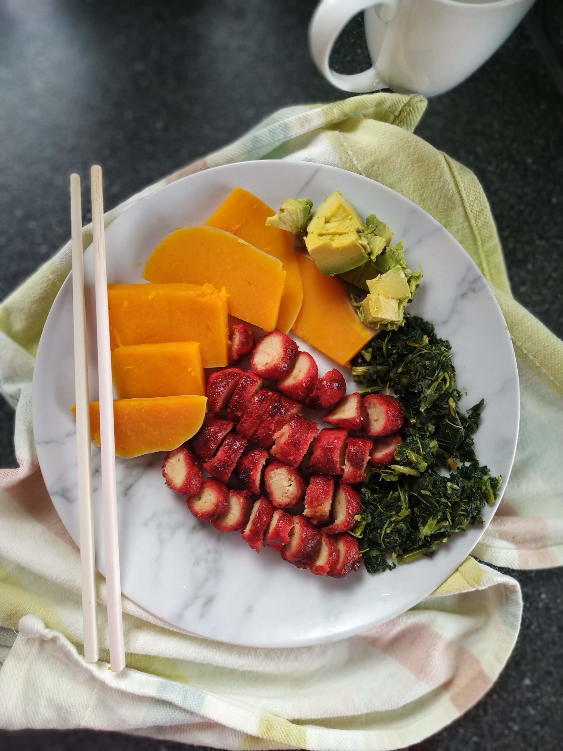 vegan char sui seitan on a white plate