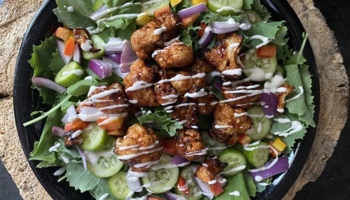 bbq cauliflower wing salad