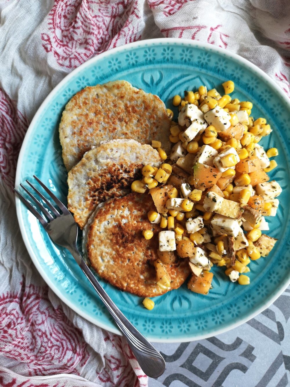 grilled melon and corn salad