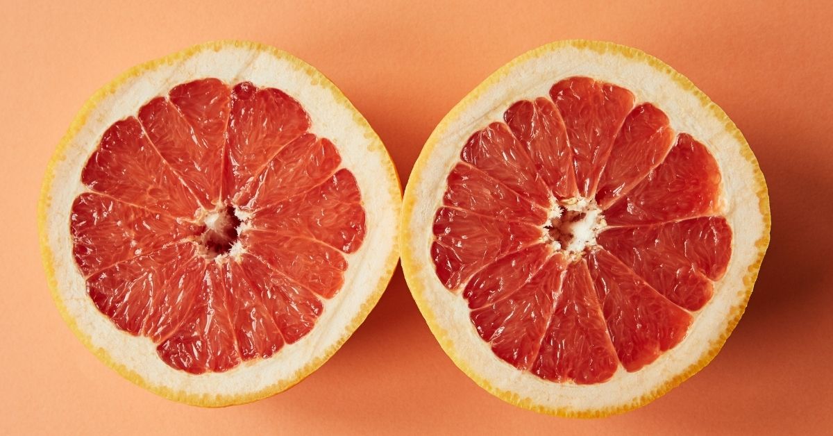 two grapefruit halves