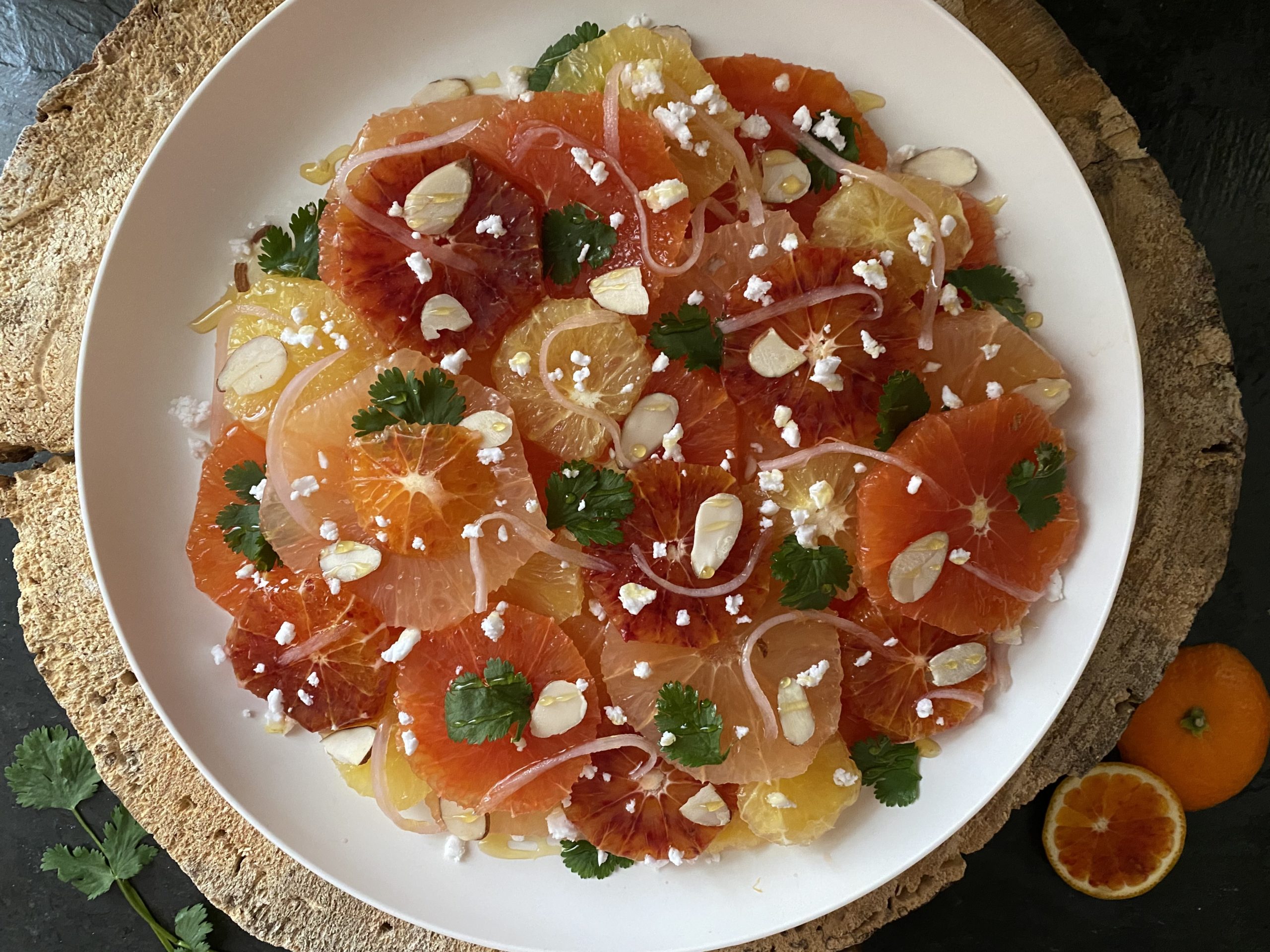 citrus salad on a white plate