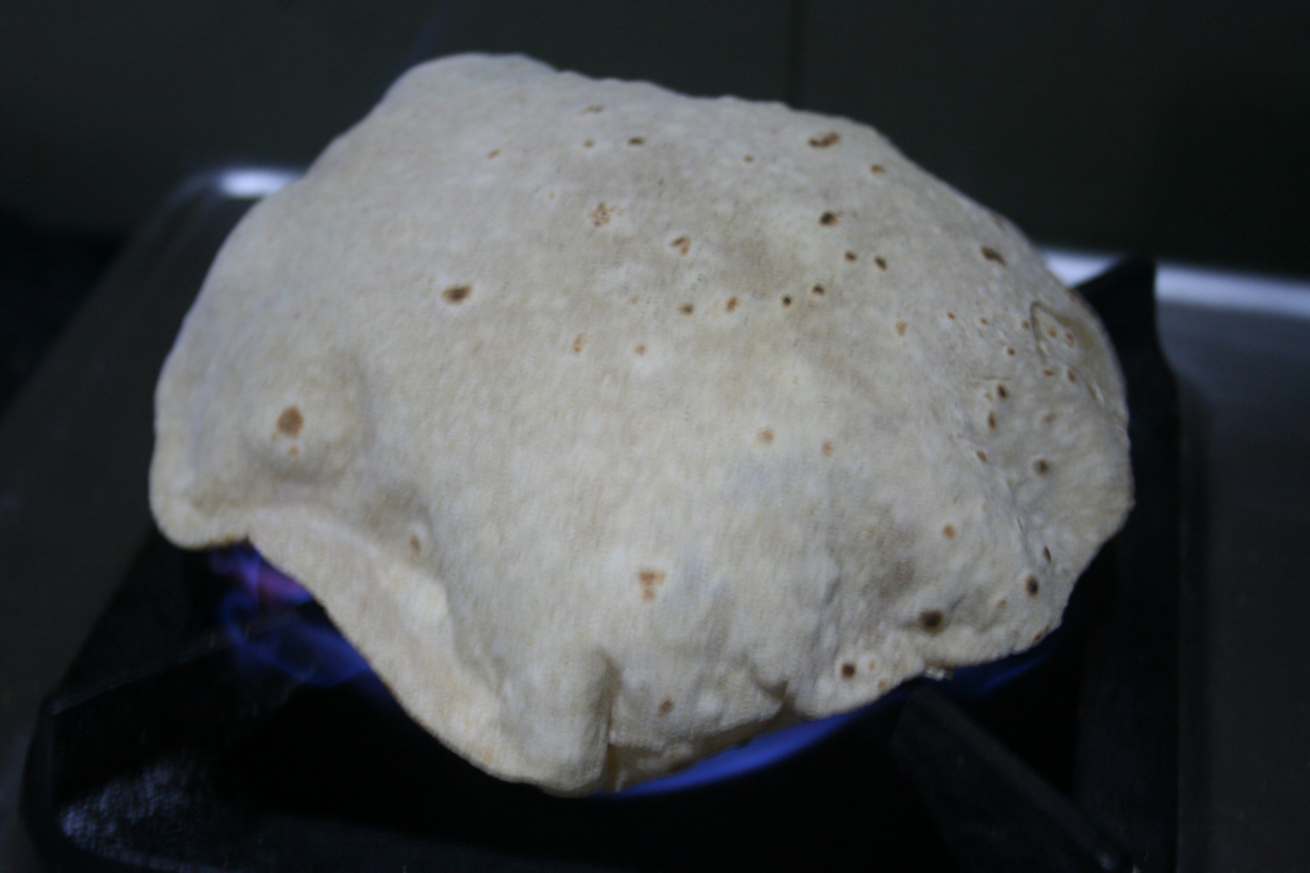 roti, vegan indian flatbread, puffing white cooking