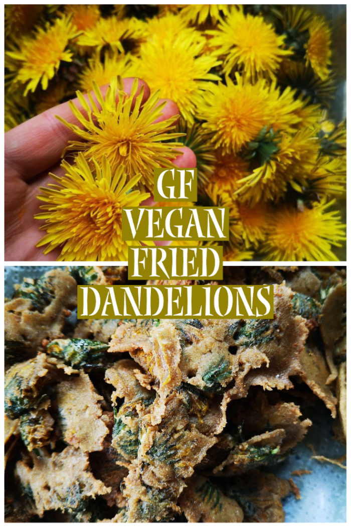 fried dandelions with caption