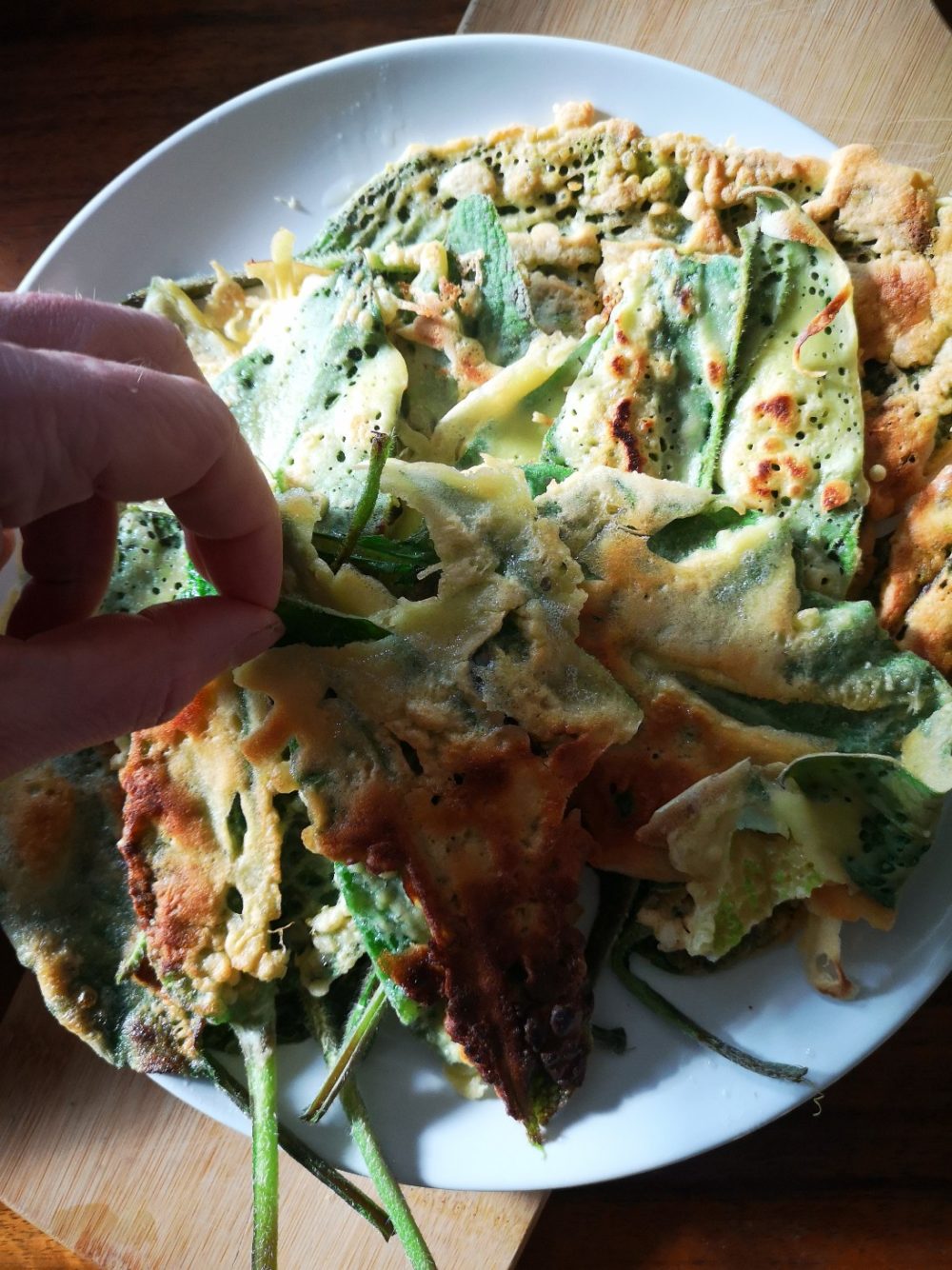 vegan comfrey fritters on a plate