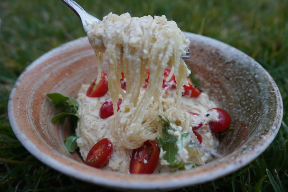 creamy kelpuccini in a dish