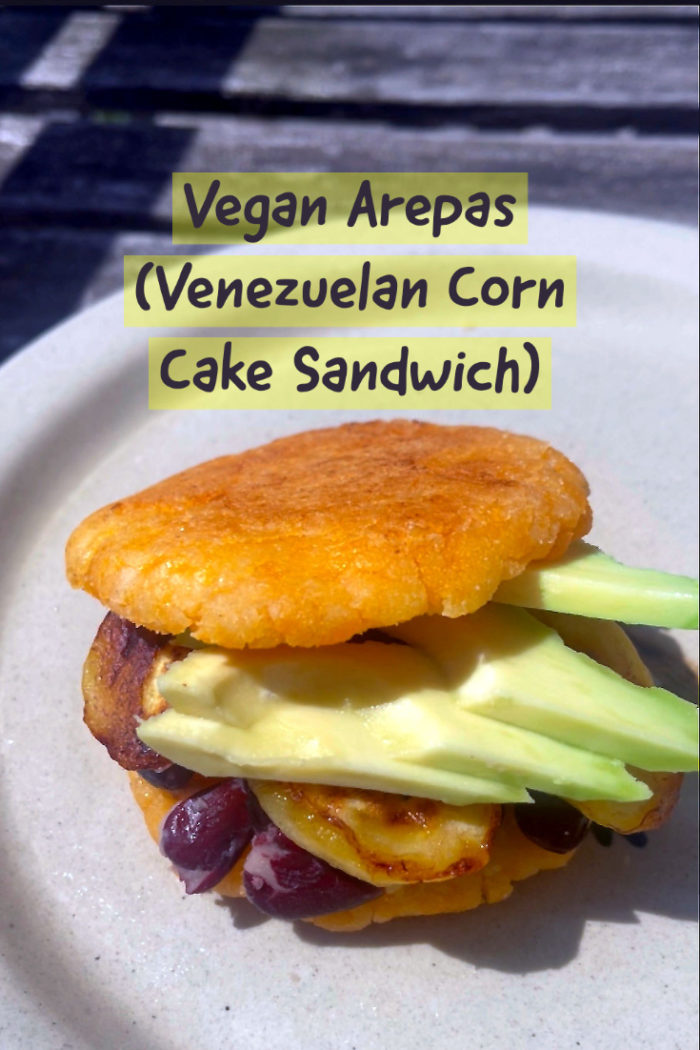 vegan arepas on a white plate