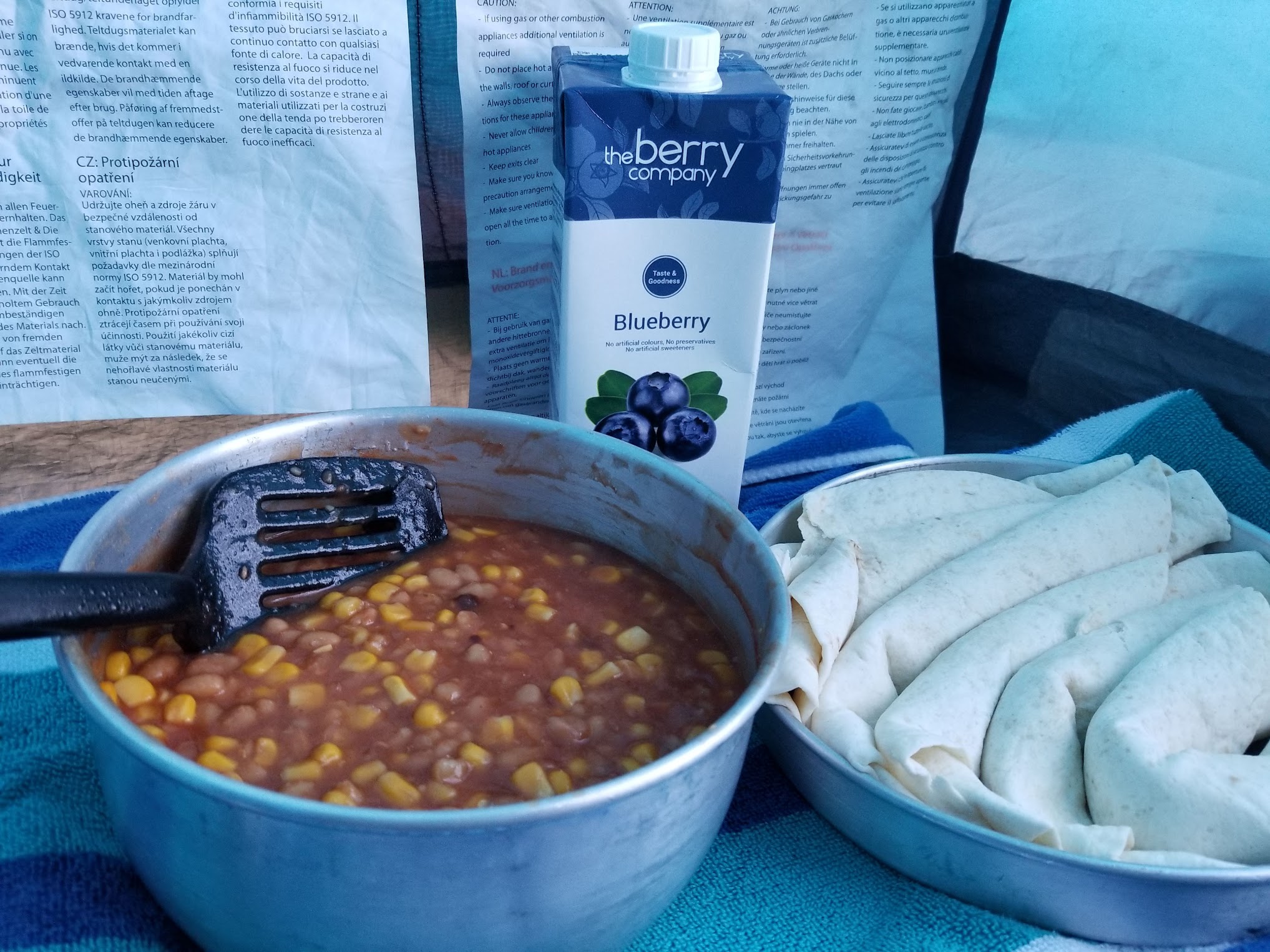 enchiladas and blueberry juice