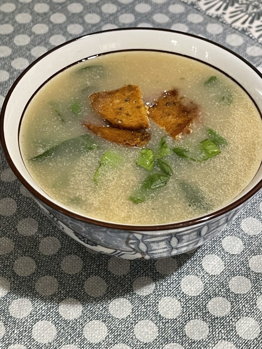 a bowl of vegan portuguese caldo verde soup