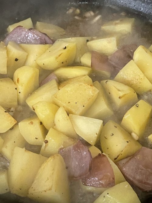 vegetables cooking in a pot