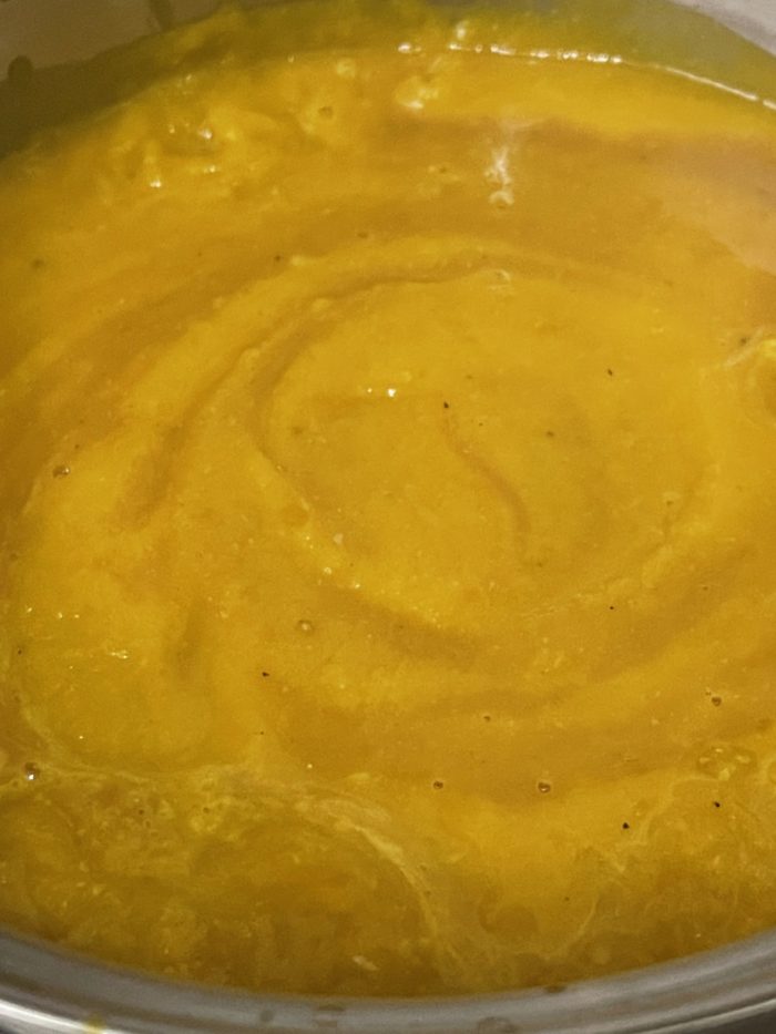 pumpkin miso soup in a pot