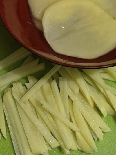 Sliced yellow potatoes