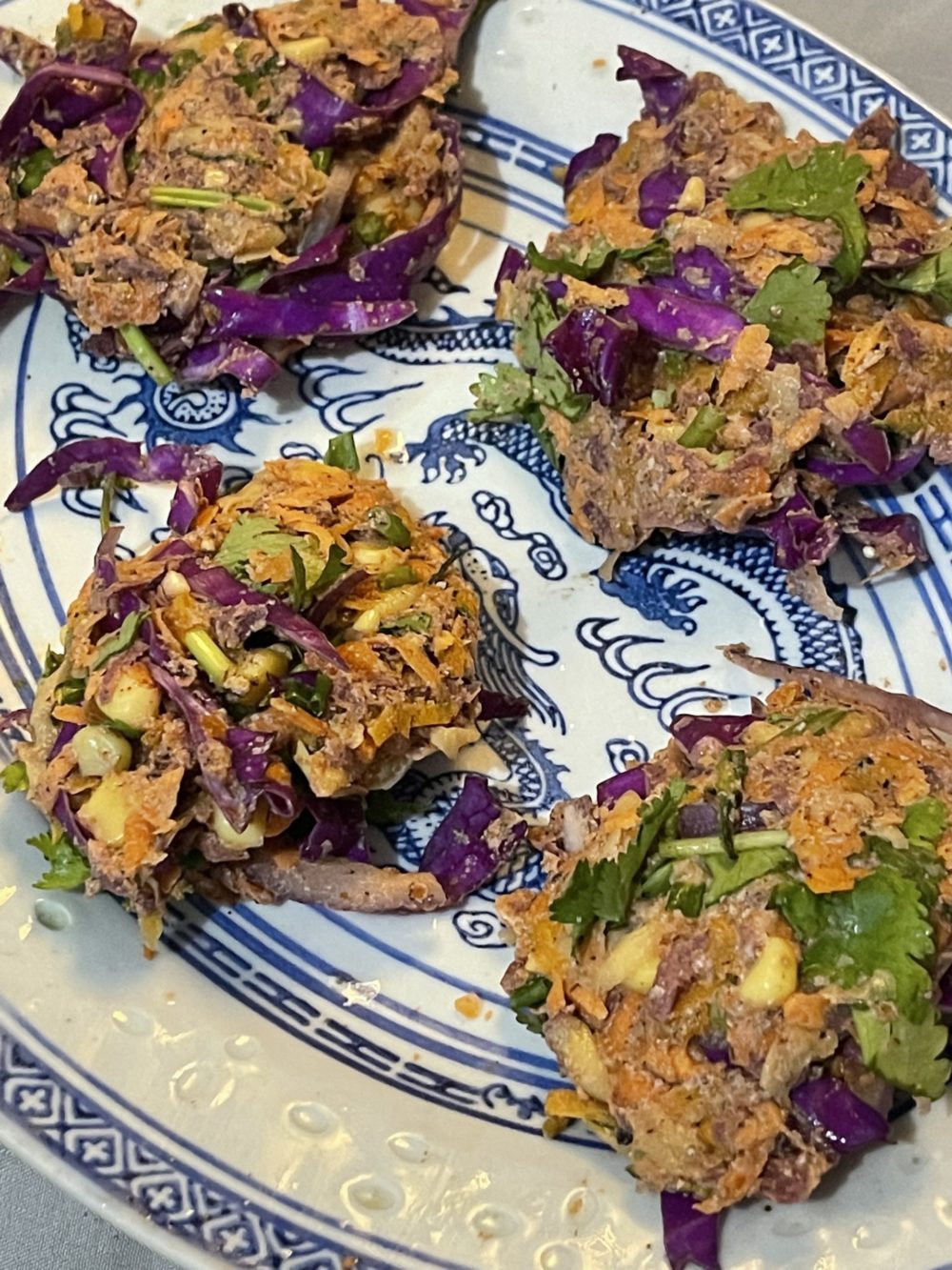 vegan rainbow fritters on a plate