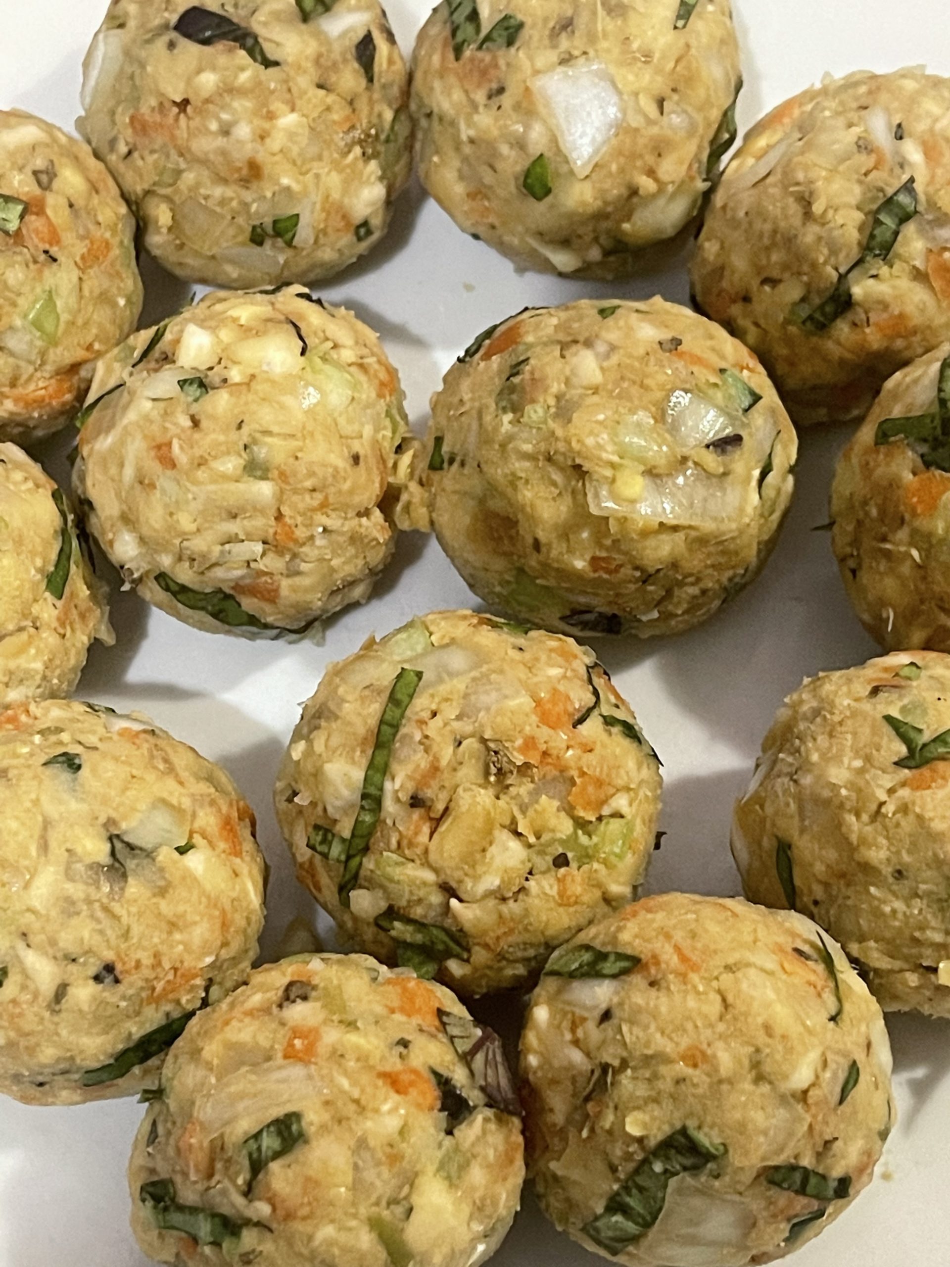 Vegan meatballs with a white background