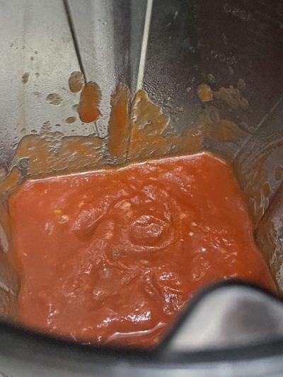 tomato sauce in a blender.